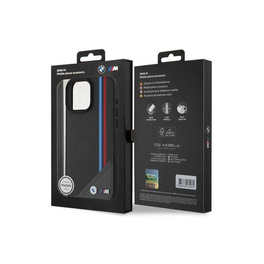 Dėklas BMW BMHMP16S23PUTRK iPhone 16 6.1" juoda/juodas hardcase M Meshed Tricolor Stripes MagSafe – 4