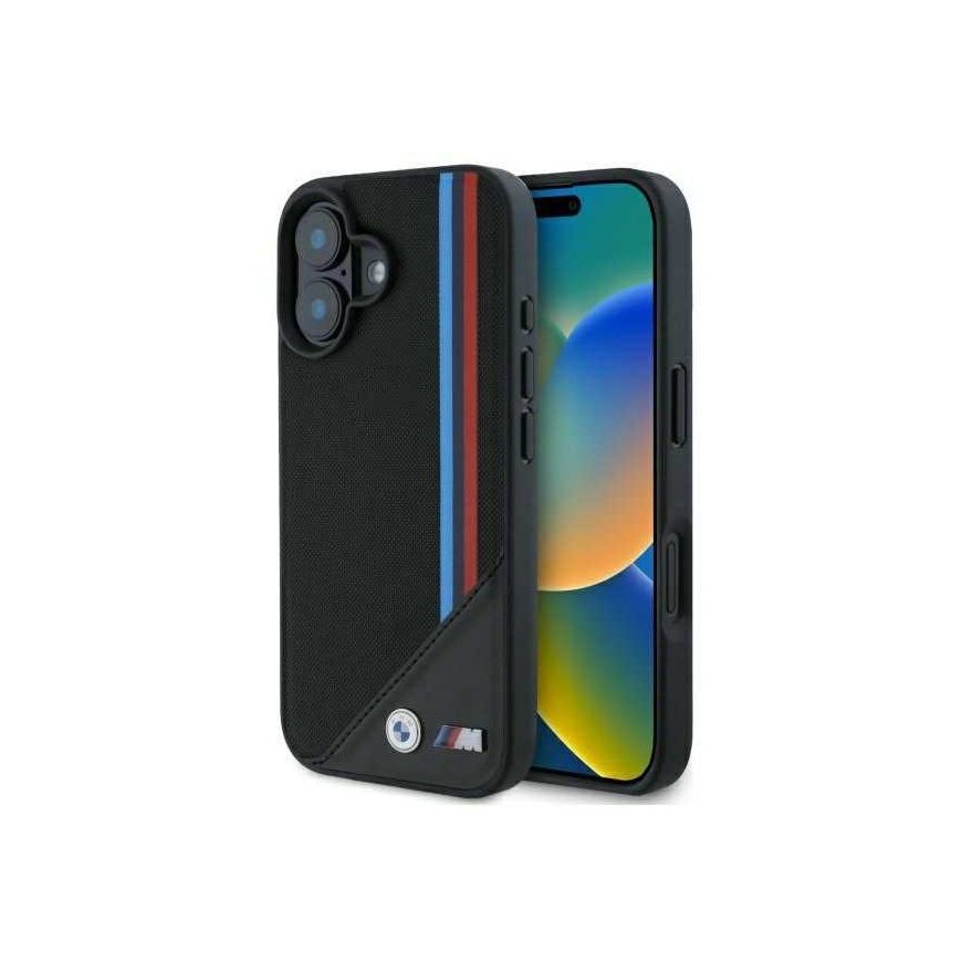 Case BMW BMHMP16S23PUTRK iPhone 16 6.1" black/black hardcase M Meshed Tricolor Stripes MagSafe – 5