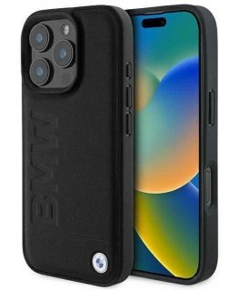 Case BMW BMHCP16LSLLBK iPhone 16 Pro 6.3" black/black hardcase Leather Hot Stamp