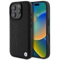 Dėklas BMW BMHCP16LSLLBK iPhone 16 Pro 6.3" juoda/juodas hardcase Leather Hot Stamp