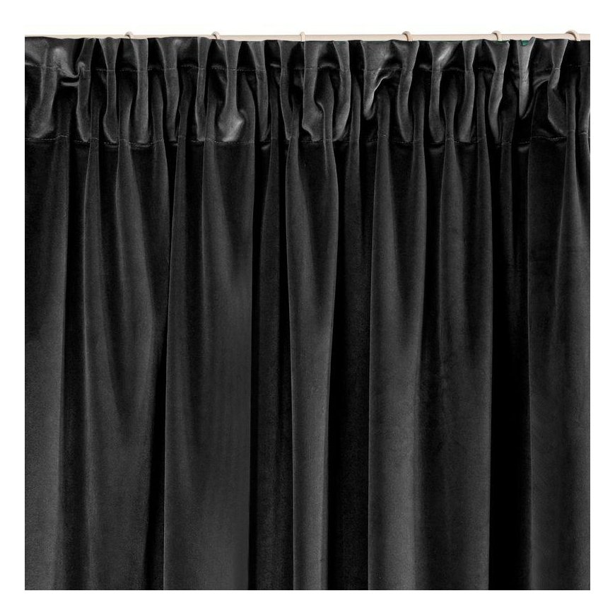 Naktinė užuolaida iš minkšto aksomo Eurofirany DIVA LINE RIA 140X270 cm, juosta/ tunelis/ kabliukai, 300g/m2, spalva: juoda – 4
