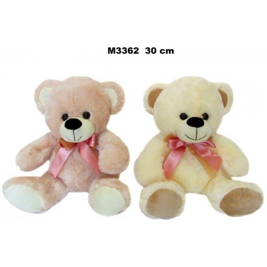 Sun Day *AST. PLUSH teddy bear, 30 cm, with bow, 3 colors. – 2