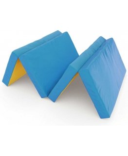 Sulankstomas gimnastikos čiužinys SANRO 200x100x10 cm mėlynai-geltonas ( 4 dalių)
