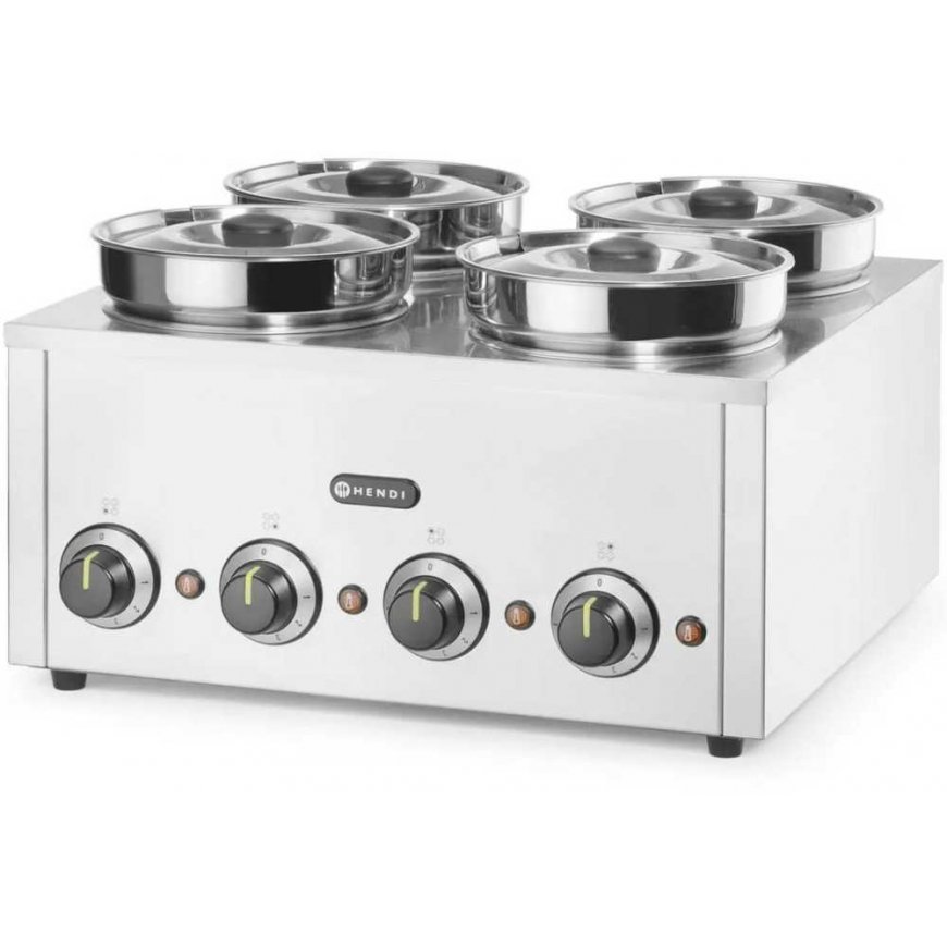 Hendi Bain marie elektrinis šildytuvas patiekalams, padažams, sriuboms Thermosystem 4 800 W 4 x 4 l