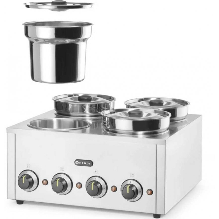 Hendi Bain marie elektrinis šildytuvas patiekalams, padažams, sriuboms Thermosystem 4 800 W 4 x 4 l – 3