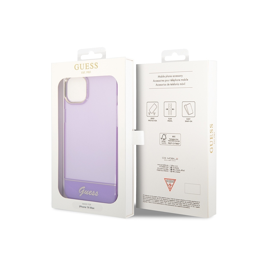 Case Guess GUHCP14SHGCOU iPhone 14 / 15 / 13 6.1" purple/purple hardcase Translucent – 3