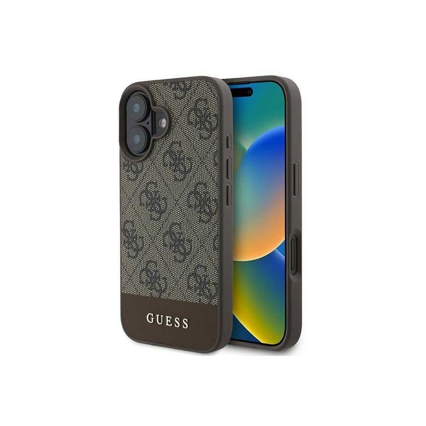 Case Guess GUHCP16MG4GLBR iPhone 16 Plus 6.7" brown/brown hardcase 4G Bottom Stripe