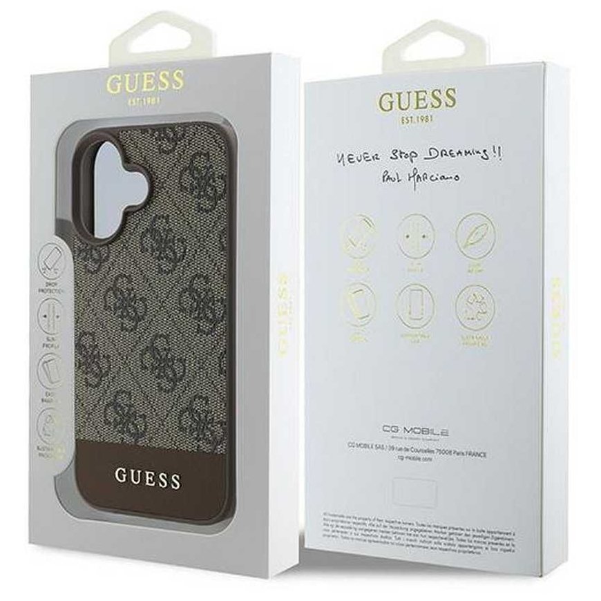 Case Guess GUHCP16MG4GLBR iPhone 16 Plus 6.7" brown/brown hardcase 4G Bottom Stripe – 4