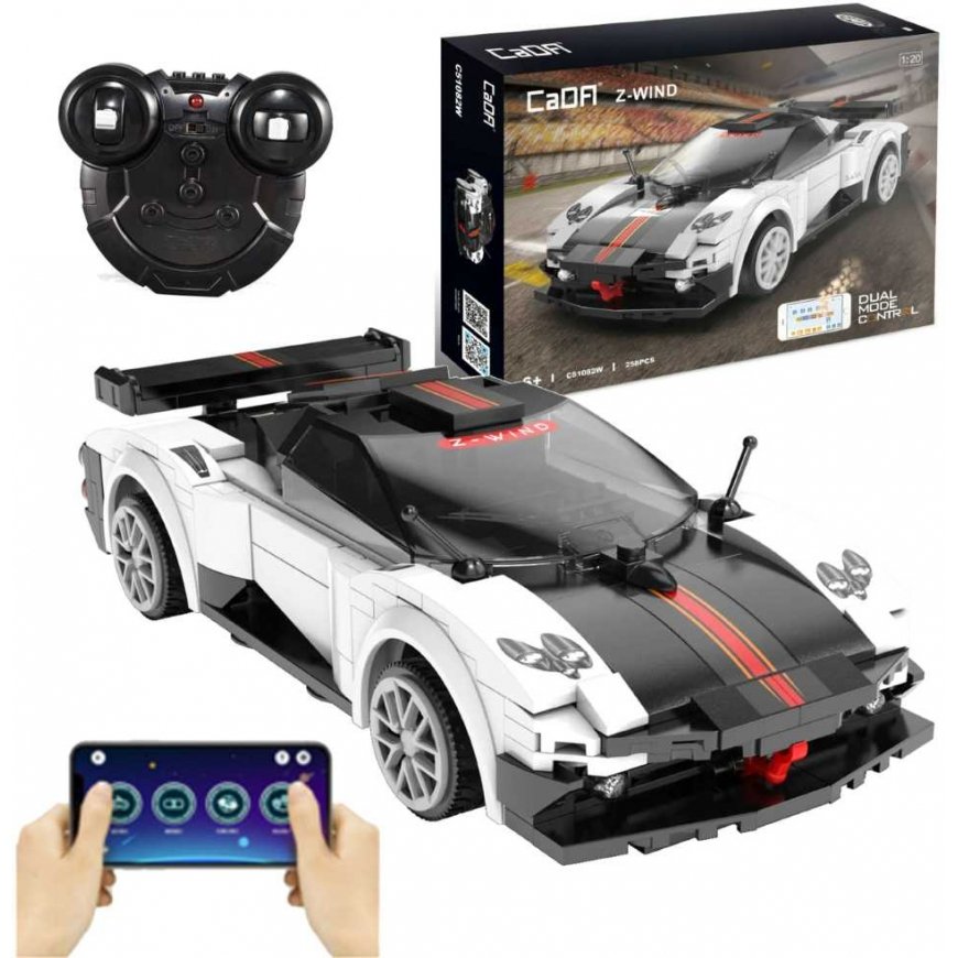 Klocki konstrukcyjne CaDA Zdalnie sterowane Auto sportowe Z-Wind White Autko rycsnowe Samochód Sports Car 258 parts RC – 2