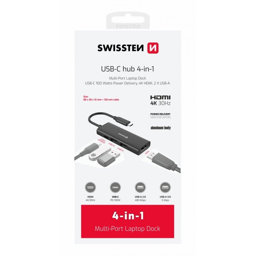 Swissten 4in1 USB-C Hub Multi-port laptop