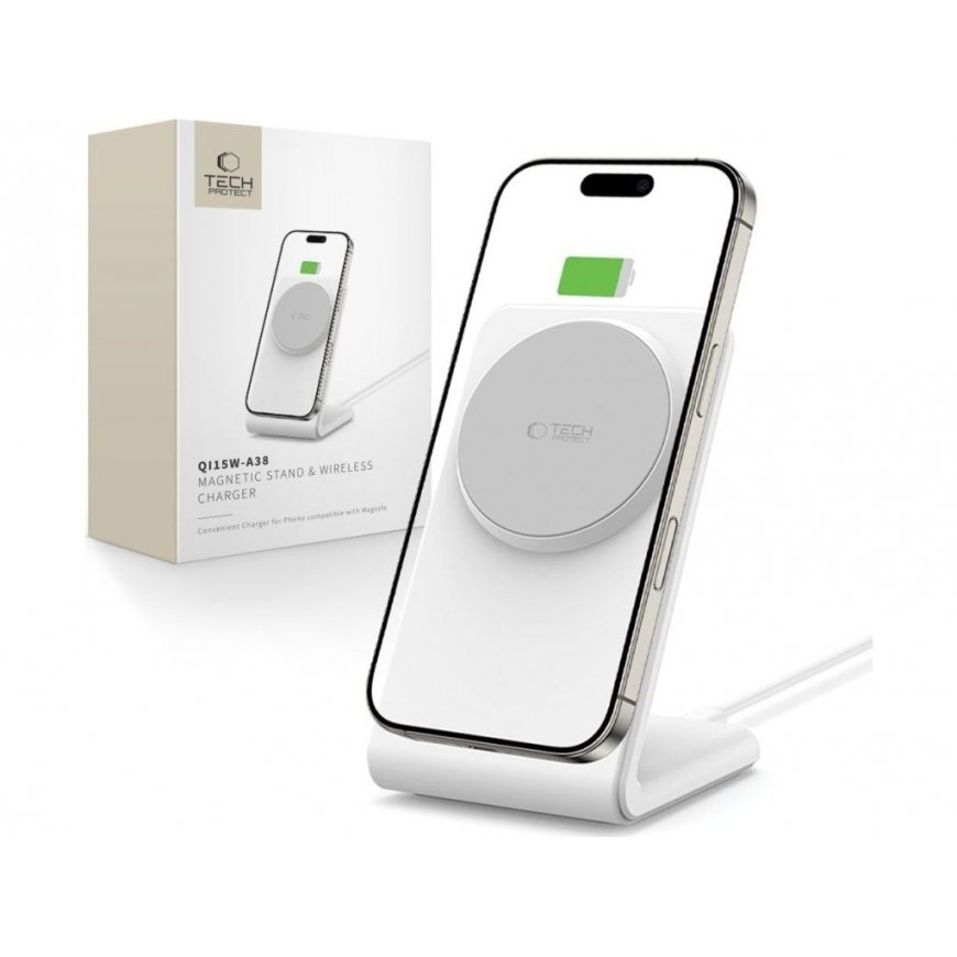 TECH-PROTECT QI15W-A38 MAGNETIC MAGSAFE WIRELESS CHARGER WHITE – 2