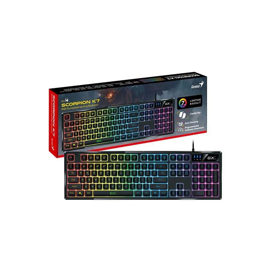 Genius GX Gaming Scorpion K7, keyboard CZ/SK, do gry, with cable (USB), black, COPILOT – 2