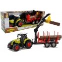Lean Toys Traktorius ir miško priekaba su mediena