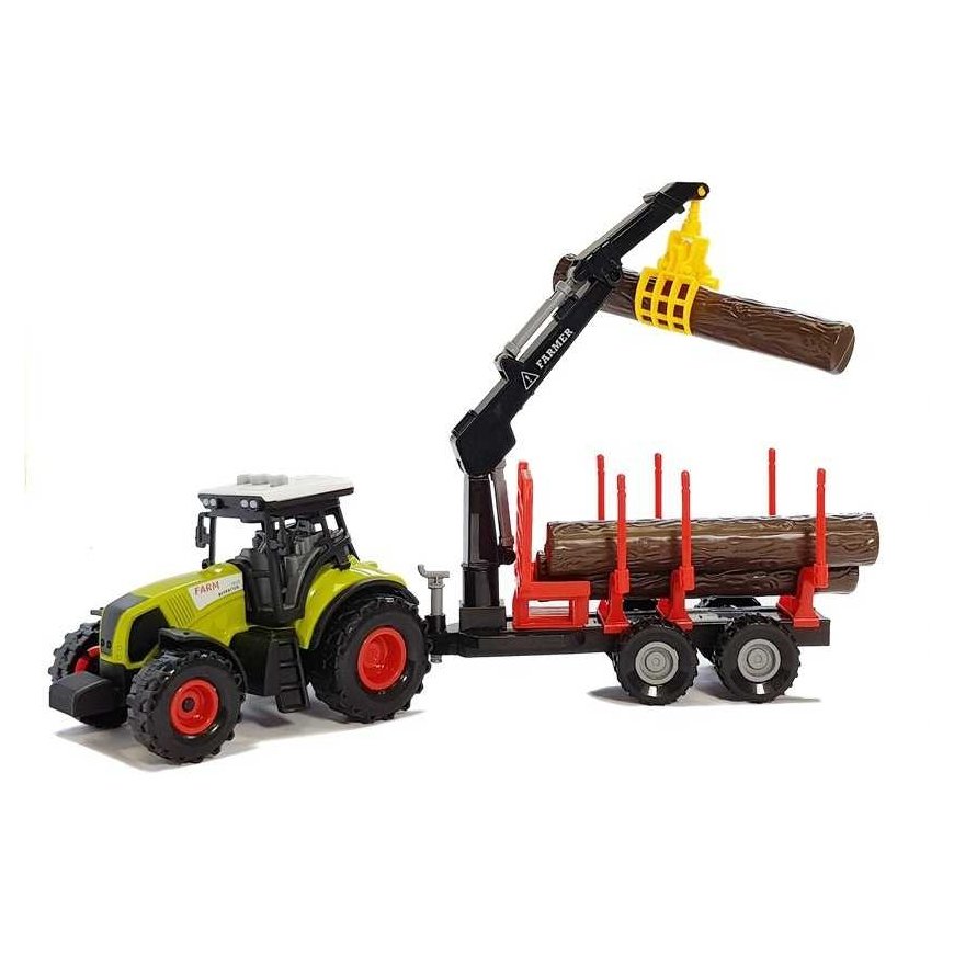 Lean Toys Tractor and forest trailer with wood – 3