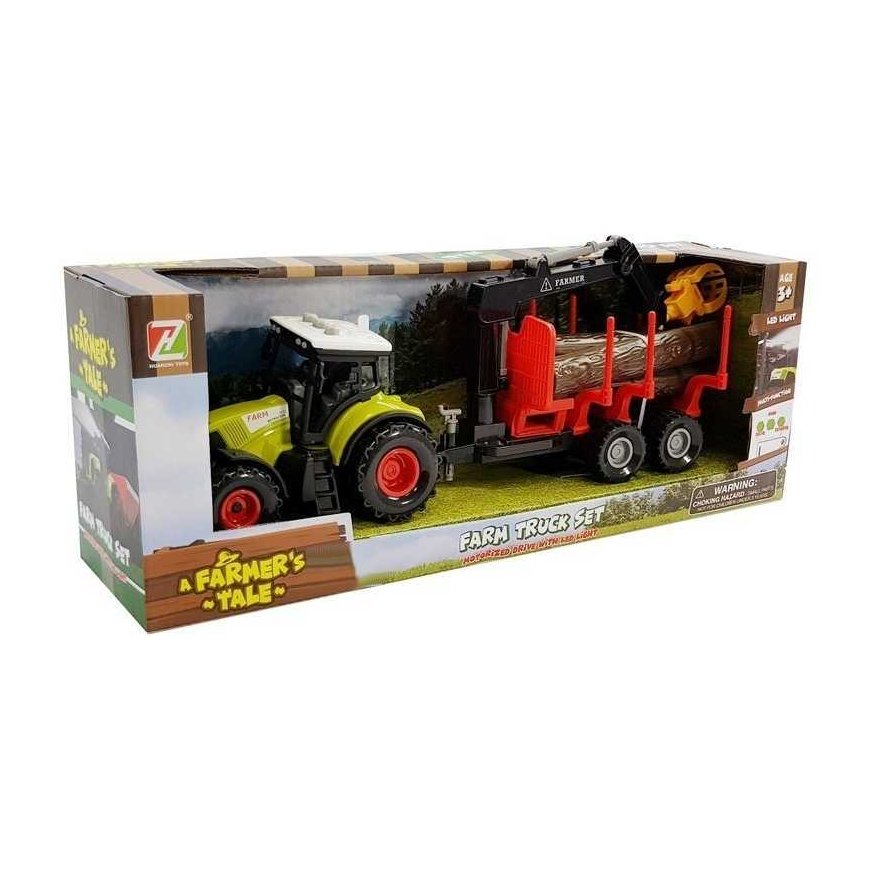 Lean Toys Traktorius ir miško priekaba su mediena – 4