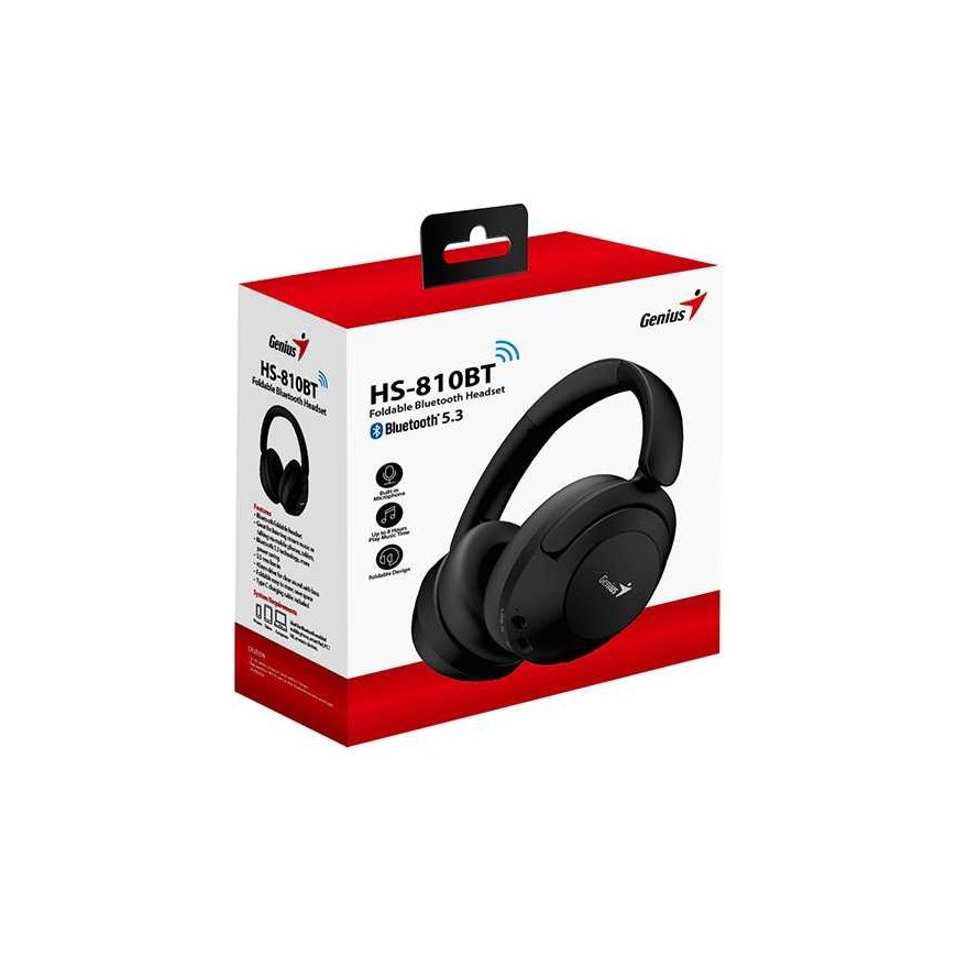 Genius HS-810BT ausinės su mikrofonu, garsumo valdymas, juoda, bluetooth – 4