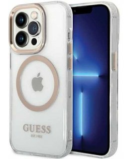Guess Case for iPhone 15 6.1 GUHMP15SHTRMD Gold HC Magsafe Metal Outline