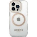 Guess Case for iPhone 15 6.1 GUHMP15SHTRMD Gold HC Magsafe Metal Outline