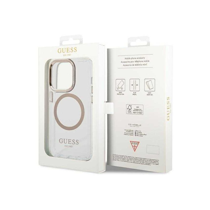 Guess Case for iPhone 15 6.1 GUHMP15SHTRMD Gold HC Magsafe Metal Outline – 3