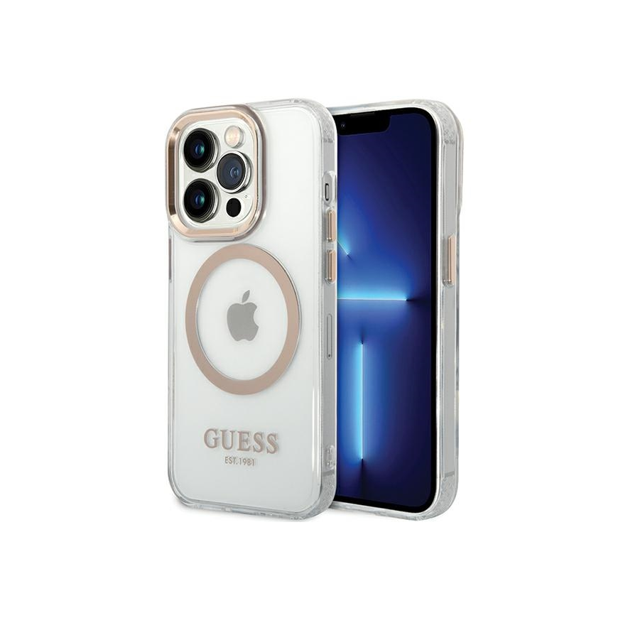 Guess Case for iPhone 15 6.1 GUHMP15SHTRMD Gold HC Magsafe Metal Outline – 4