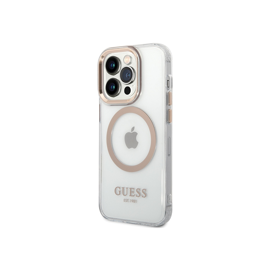 Guess Case for iPhone 15 6.1 GUHMP15SHTRMD Gold HC Magsafe Metal Outline – 5