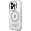 Guess Case for iPhone 15 6.1 GUHMP15SHTRMD Gold HC Magsafe Metal Outline