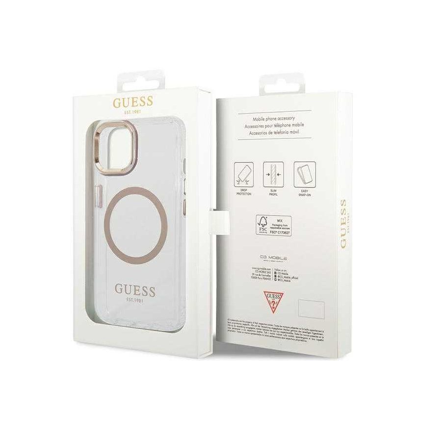 Guess dėklas, skirtas iPhone 15 Plus 6,7 GUHMP15MHTRMD auksinis HC Magsafe Metal Outline – 3