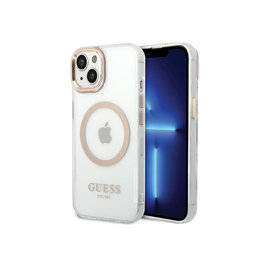 Guess Case for iPhone 15 Plus 6.7 GUHMP15MHTRMD Gold HC Magsafe Metal Outline – 4
