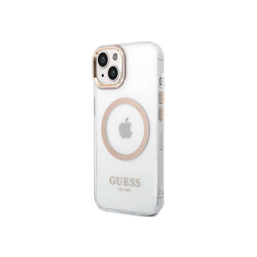 Guess dėklas, skirtas iPhone 15 Plus 6,7 GUHMP15MHTRMD auksinis HC Magsafe Metal Outline – 5