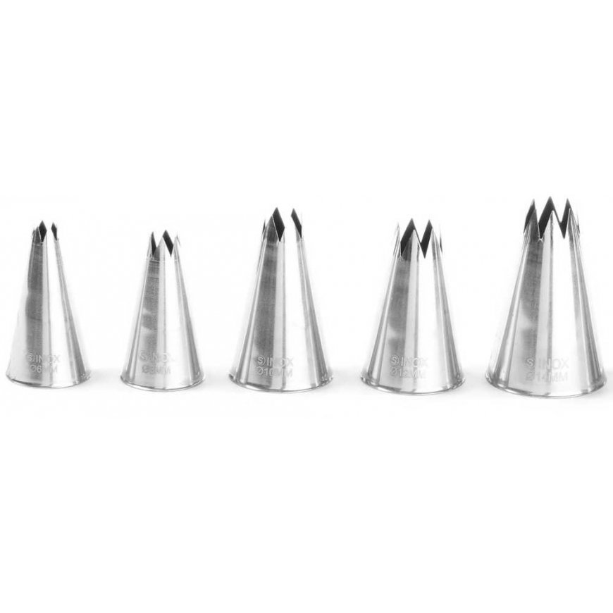 Decorative tips for pastry bags, cut, 5 pcs. - Hendy