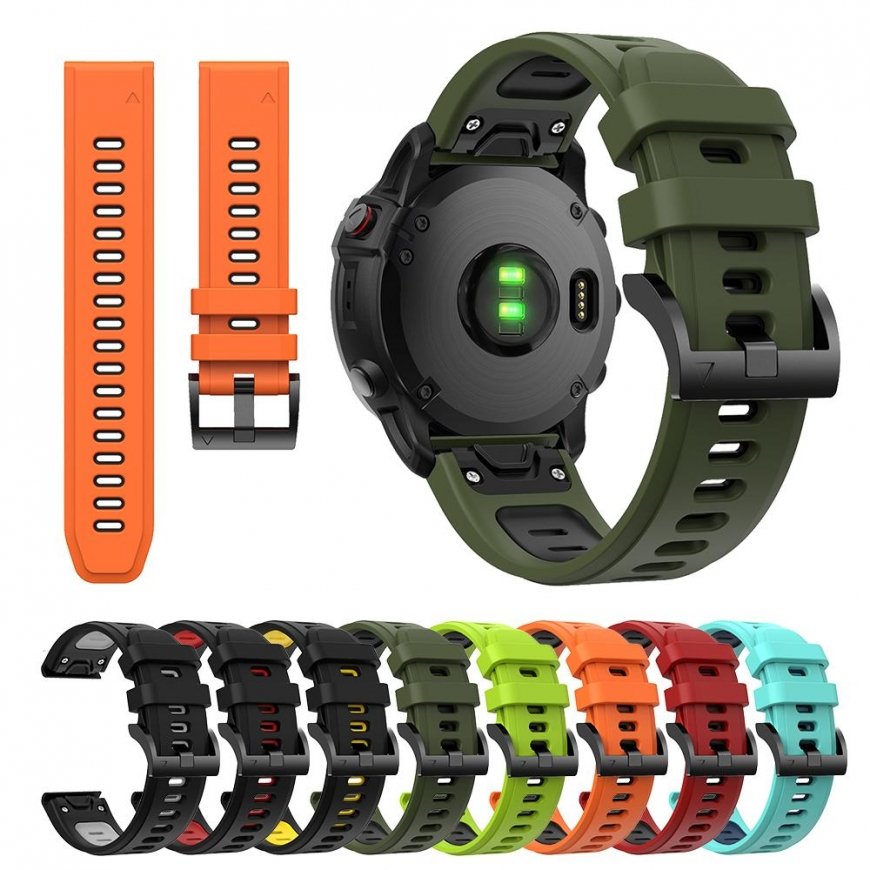 Silikoninis dirželis, skirtas Garmin Fenix 7X / Fenix 6X / Fenix 5X Plus / Fenix 3 - 26 mm - juodas