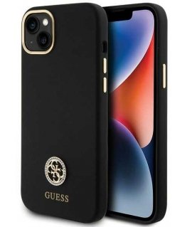 Dėklas Guess GUHCP15M4DGPK iPhone 15 Plus / 14 Plus 6.7" juoda/juodas hardcase Silicone Logo Strass 4G