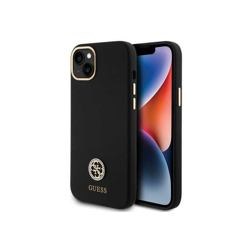 Dėklas Guess GUHCP15M4DGPK iPhone 15 Plus / 14 Plus 6.7" juoda/juodas hardcase Silicone Logo Strass 4G