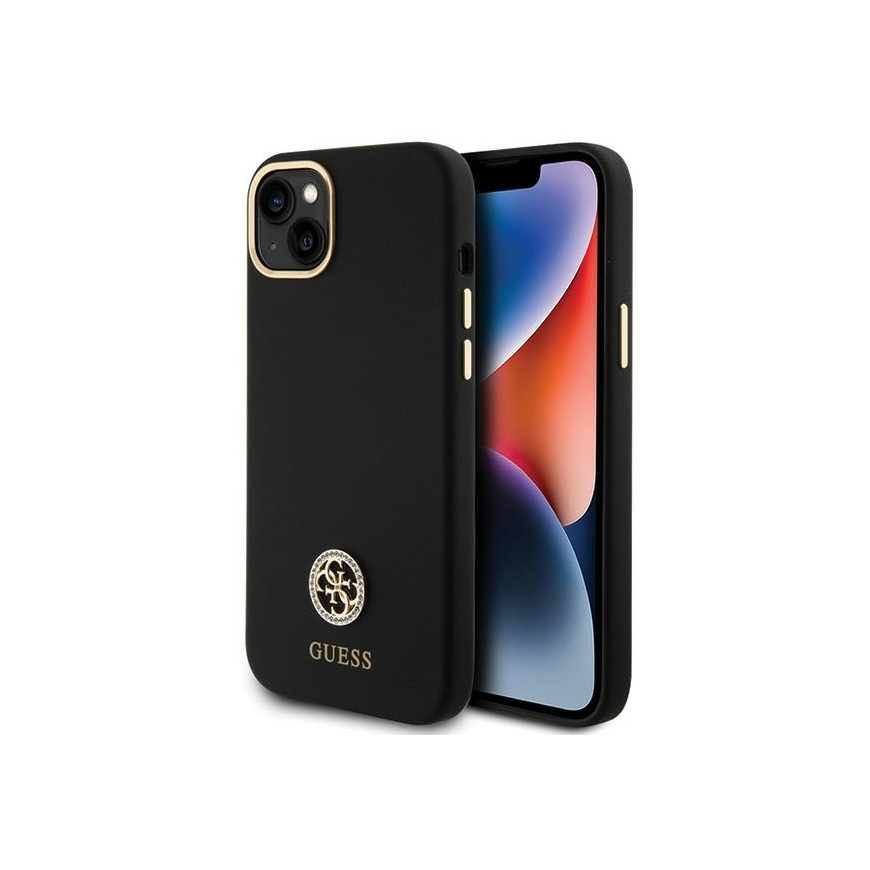 Case Guess GUHCP15M4DGPK iPhone 15 Plus / 14 Plus 6.7" black/black hardcase Silicone Logo Strass 4G – 4