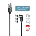 Cable 3in1 (Lightning+MicroUSB+Type-C) Magnetic Rotation 540° 2.4А, 1m | CW-CBUU037-BK