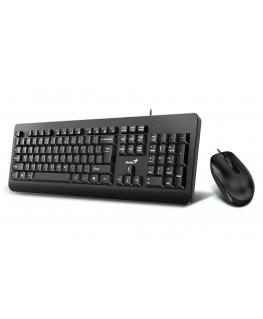 Genius KM-160 COPILOT, komplektas klaviatūra su optyczną myszką, CZ/SK, klasyczna, neperšlampamas rodzaj su laidu (USB), juoda