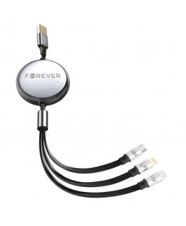 Forever 3in1 cable USB - Lightning + 2x USB-C 1,2 m 100W black