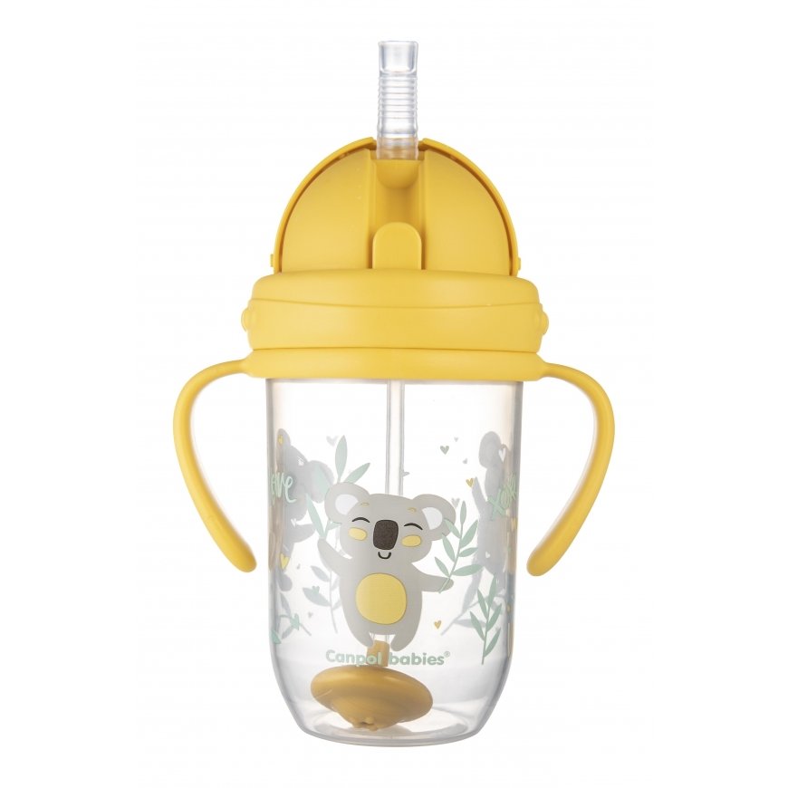 Canpolbabies CANPOL BABIES non-spill drinker with straw EXOTIC ANIMALS, 6m+, 270ml, yellow, 56/606_yel