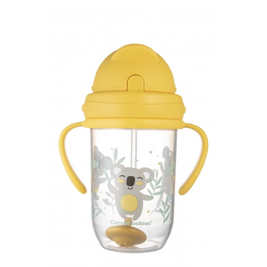 Canpolbabies CANPOL BABIES non-spill drinker with straw EXOTIC ANIMALS, 6m+, 270ml, yellow, 56/606_yel – 2