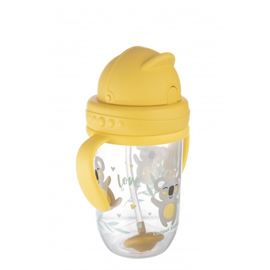 Canpolbabies CANPOL BABIES neišsipilanti gertuvė su šiaudeliu EXOTIC ANIMALS, 6m+, 270ml, yellow, 56/606_yel – 4