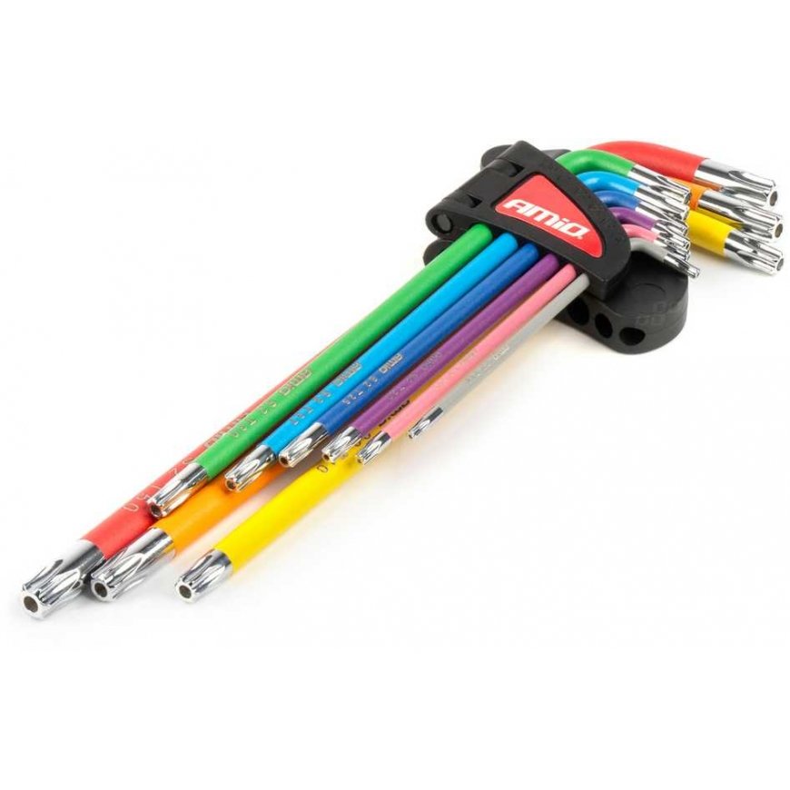 Klucze torx extra długie komplektas imbusy komplektas 9 vnt. s2 amio-04301