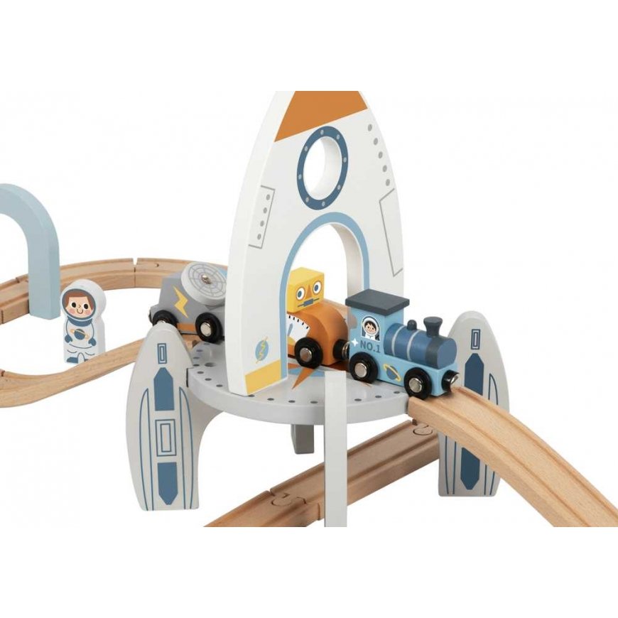 Tooky Toys Medinės kosminės trasos rinkinys – 4