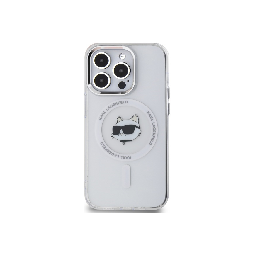 Karl Lagerfeld KLHMP14LHLSCHH Apple iPhone 14 Pro 6.1" phone case white color IML Metal Choupette Head MagSafe – 4