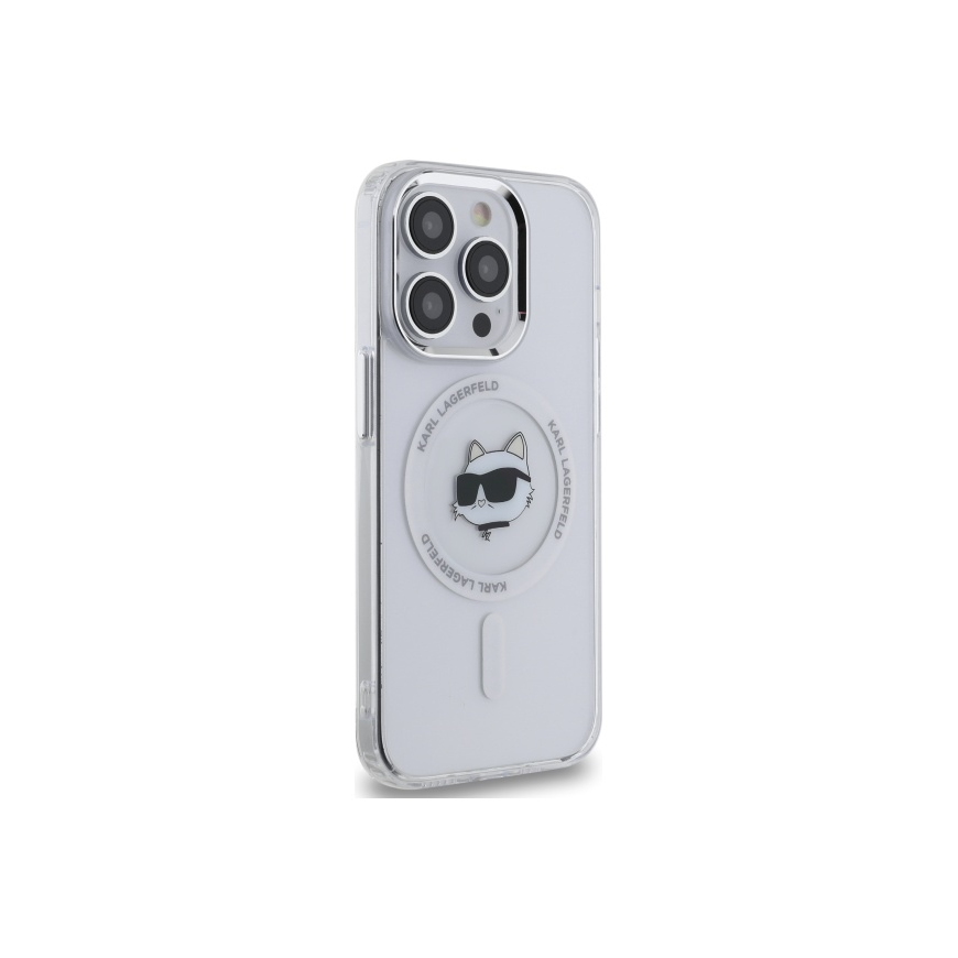 Karl Lagerfeld KLHMP14LHLSCHH Apple iPhone 14 Pro 6.1" dėklas telefonui baltos spalvos IML Metal Choupette Head MagSafe – 5