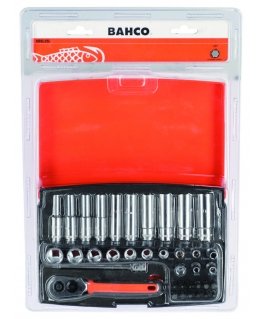 Set of heads, washers and accessories 4-13mm, bits PH, HEX, TORX 1/4" 37 pcs in a blister. Bahco