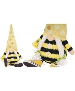 Saska Garden SKRZAT GNOM SIEDZĄCY PSZCZÓŁKA 35+6CM W TRAMPKACH DEKORACJA WIOSENNA