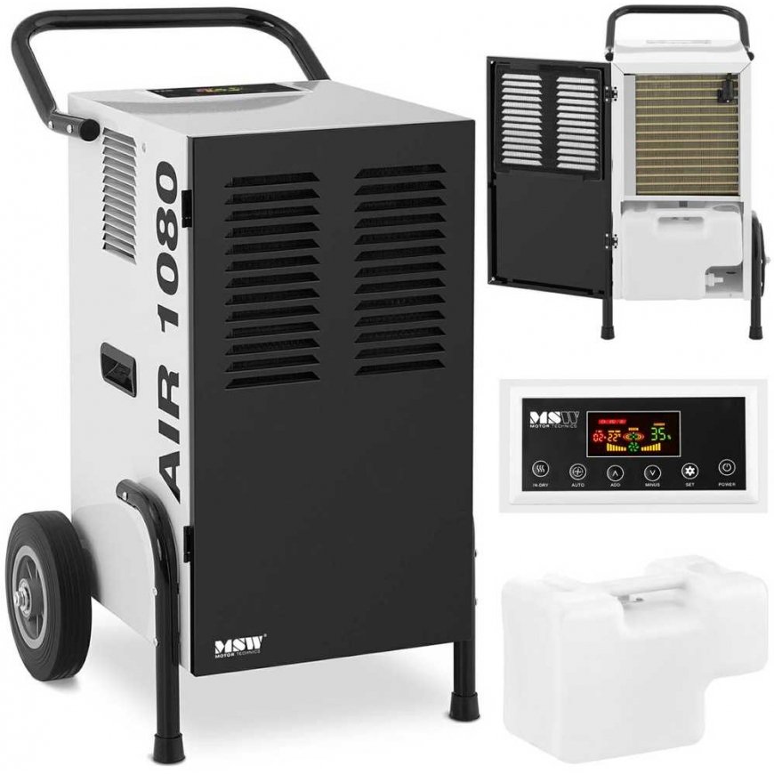 MSW Mobile industrial dehumidifier, capacity 9 l 50 l/24 h up to 80 m2