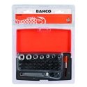 Galvučių, terkšlės ir priedų rinkinukas 6-13mm, antgaliai PH,HEX,TORX 1/4" 39vnt blisteryje. Bahco
