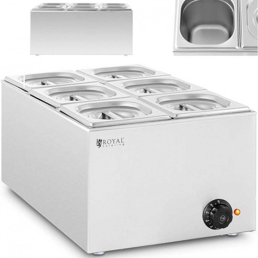 Royal Catering Elektrinis bemaras 6 x GN 1/6, 640 W, nerūdijantis plienas