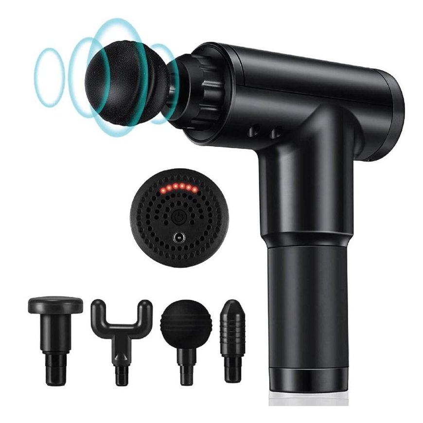 Riff FH-320 Portable Facial Muscle Massage Gun with 6 Levels Variable Vibration + 3 Nozzles Black
